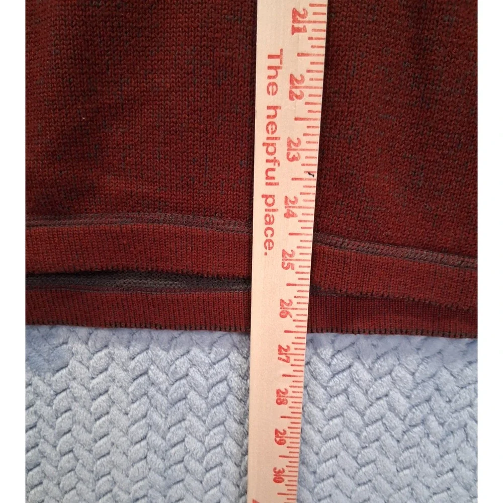 Ascend Mens Large Rust Red Quarter Zip Sweater Elbow Patches Outdoor Pullover